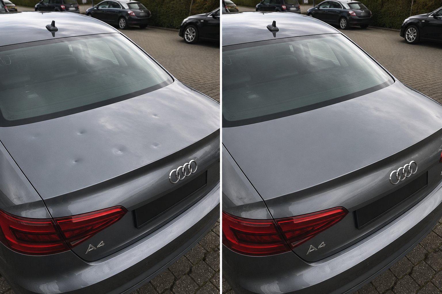 Audi A4 Kofferraum Hagelschaden vorher nachher
